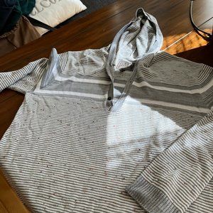 Jachs, White and Gray Quarter Button Hoodie Sweater